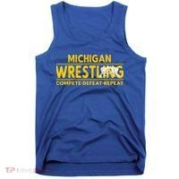 Michigan Wrestling Compete Defeat Repeat Gift Tank Top thumb 0