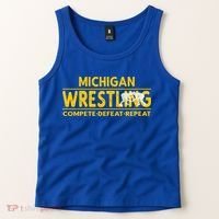 Michigan Wrestling Compete Defeat Repeat Gift Tank Top thumb 2