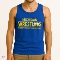Michigan Wrestling Compete Defeat Repeat Gift Tank Top thumb 3