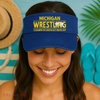 Michigan Wrestling Compete Defeat Repeat Gift Visor thumb 2