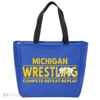 Michigan Wrestling Compete Defeat Repeat Gift Tote Bag thumb 0