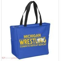 Michigan Wrestling Compete Defeat Repeat Gift Tote Bag thumb 2