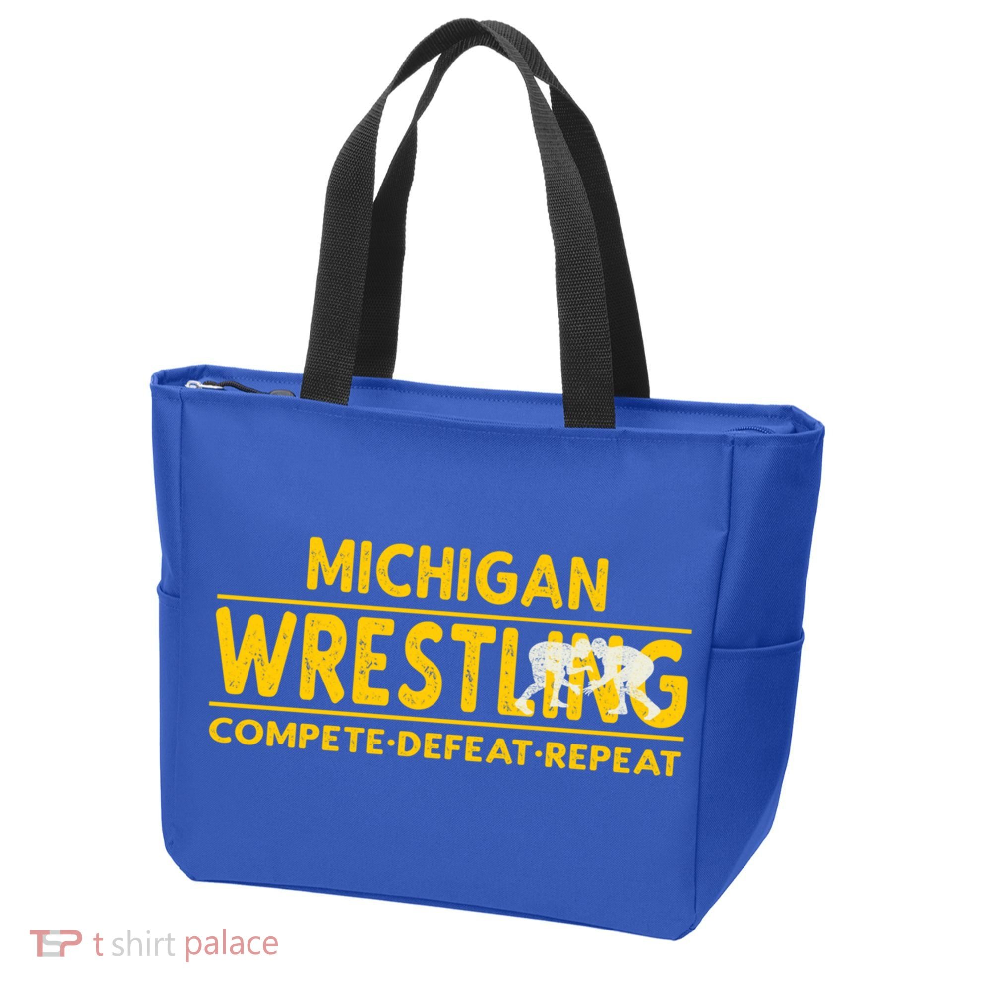 Michigan Wrestling Compete Defeat Repeat Gift Tote Bag