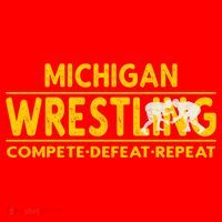 Michigan Wrestling Compete Defeat Repeat Gift Santa Hat thumb 1