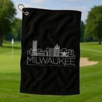 Milwaukee Wisconsin City Skyline Golf Towel thumb 1