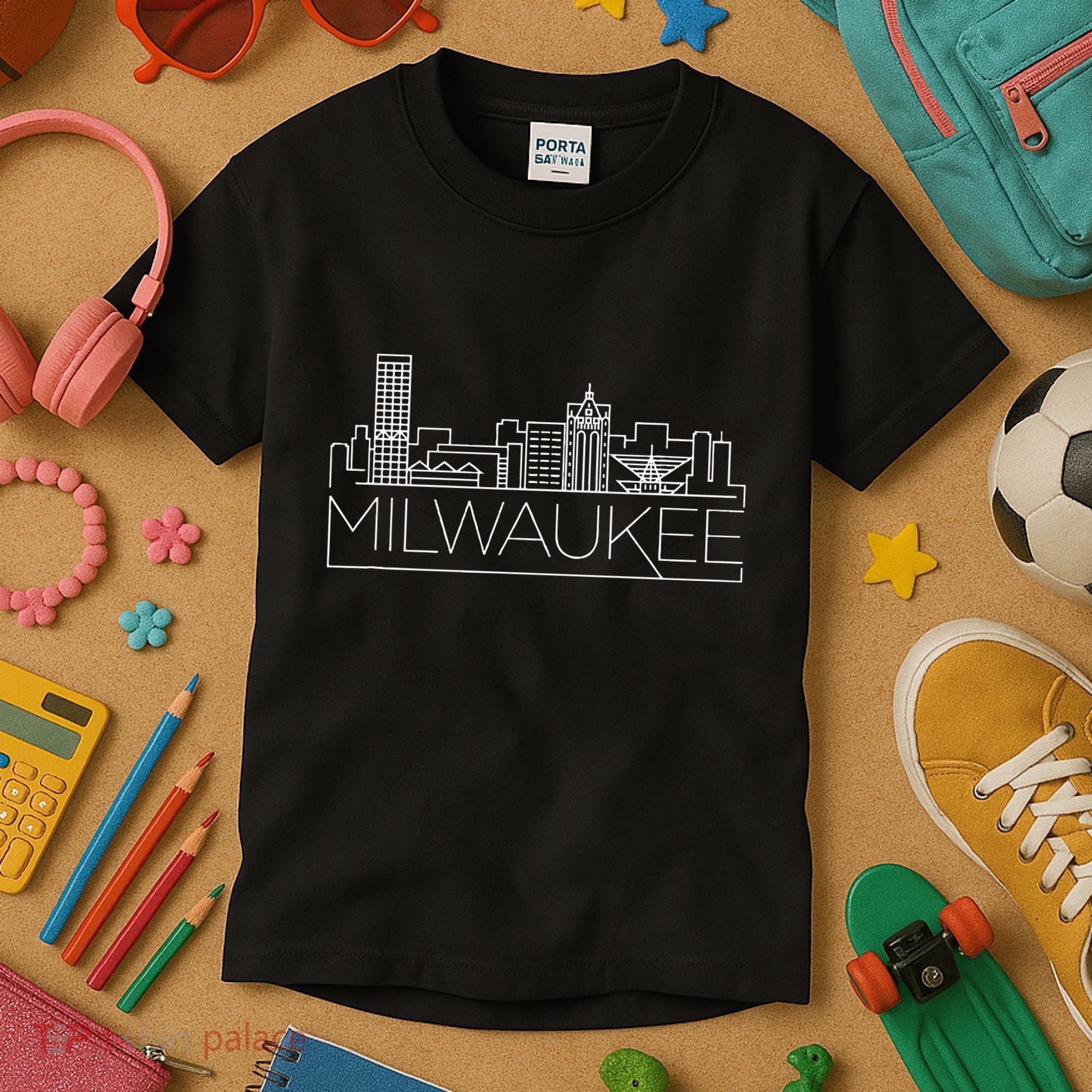 Milwaukee Wisconsin City Skyline Kids T-Shirt