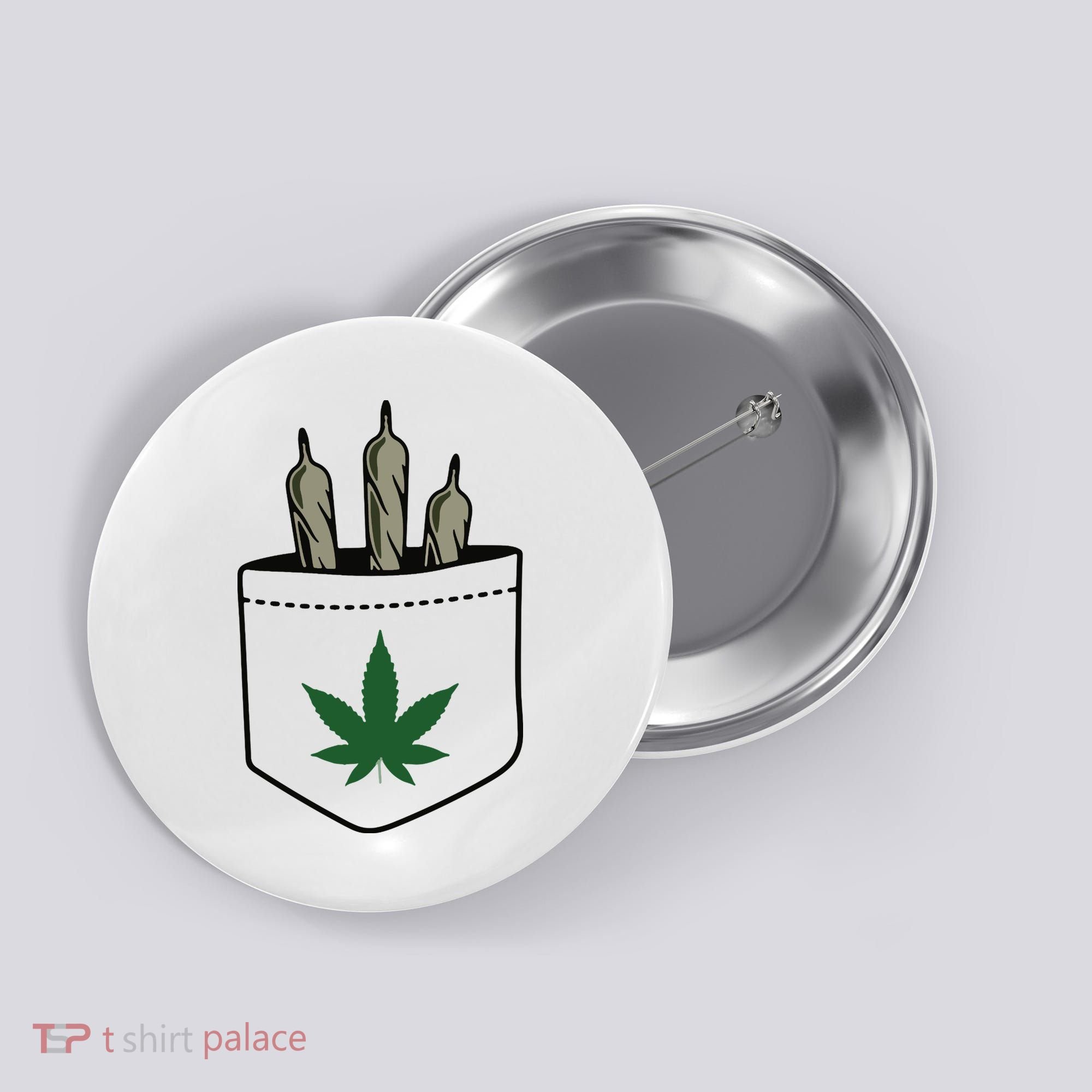 Marijuana Weed Cannabis Leaf Joint Button