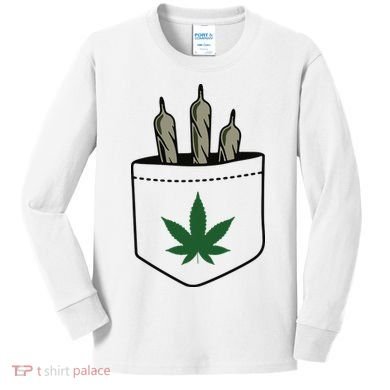 Marijuana Weed Cannabis Leaf Joint Kids Long Sleeve Shirt
