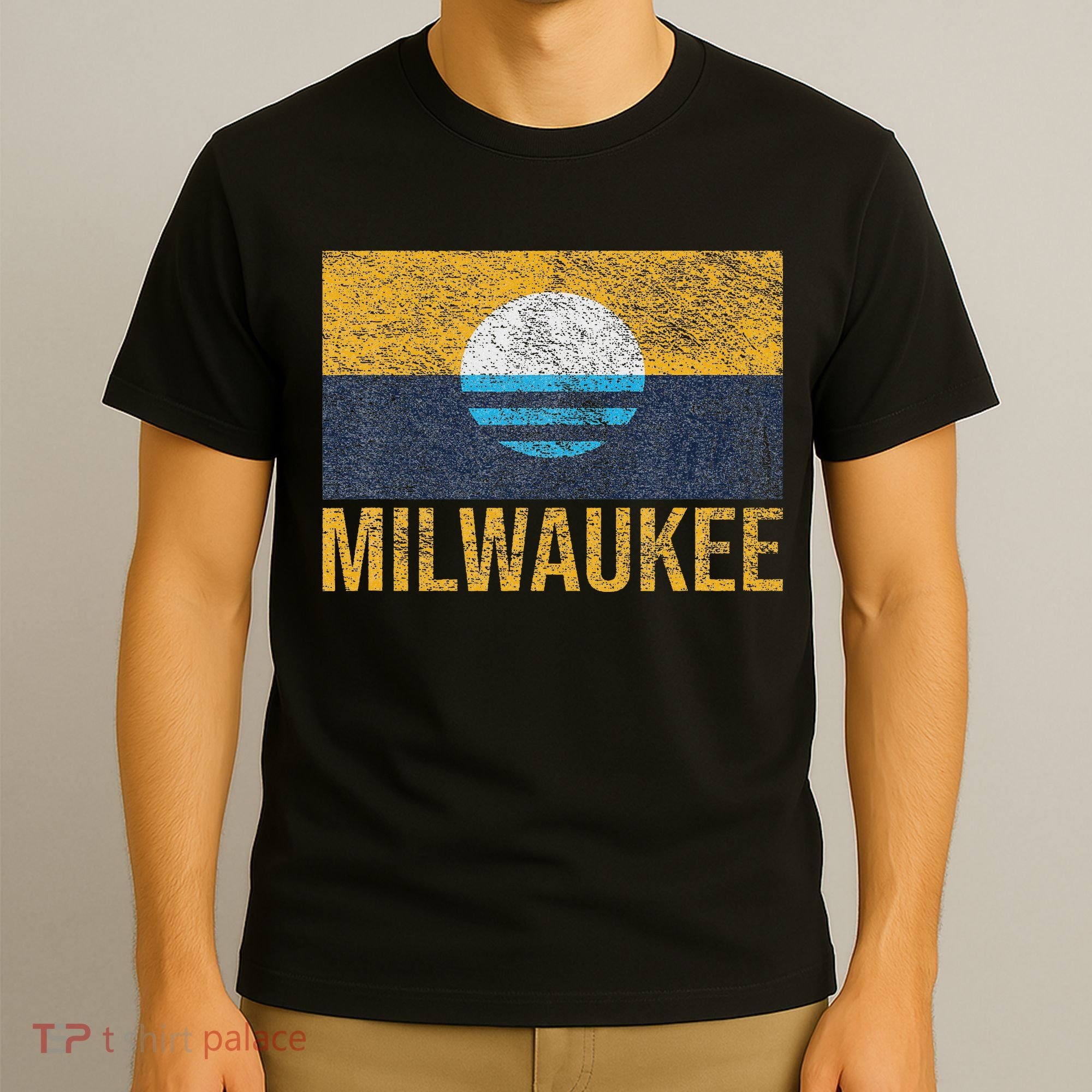 Milwaukee Wisconsin City Flag People's Flag Sunrise Lake T-Shirt