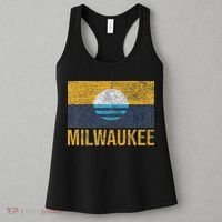 Milwaukee Wisconsin City Flag People's Flag Sunrise Lake Women's Tank Top thumb 3