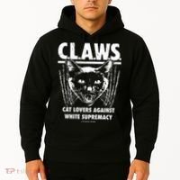Majorhightide Wearing Claws Cat Lovers Against White Supremacy Hoodie thumb 2