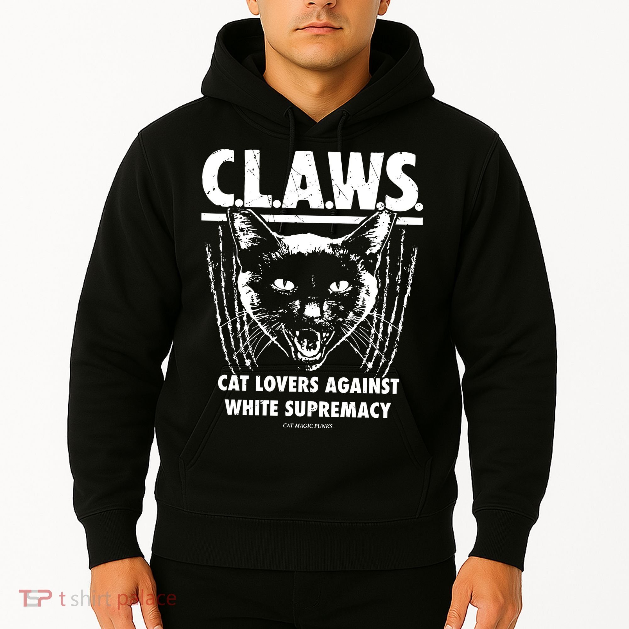 Majorhightide Wearing Claws Cat Lovers Against White Supremacy Hoodie