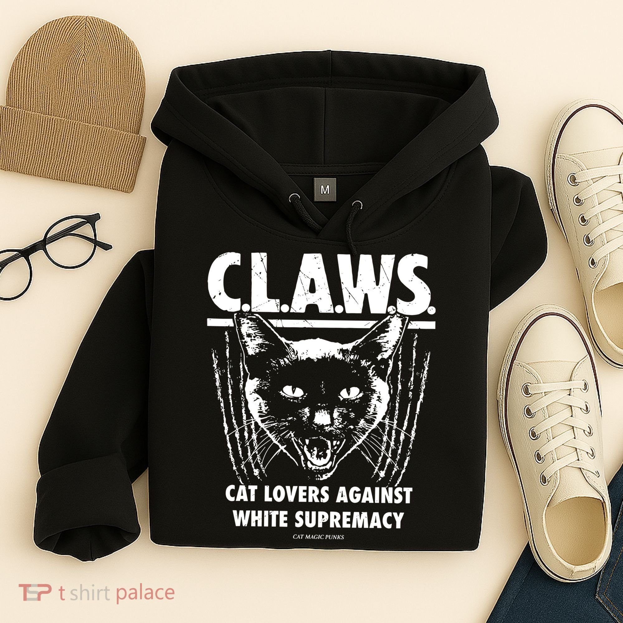 Majorhightide Wearing Claws Cat Lovers Against White Supremacy Hoodie