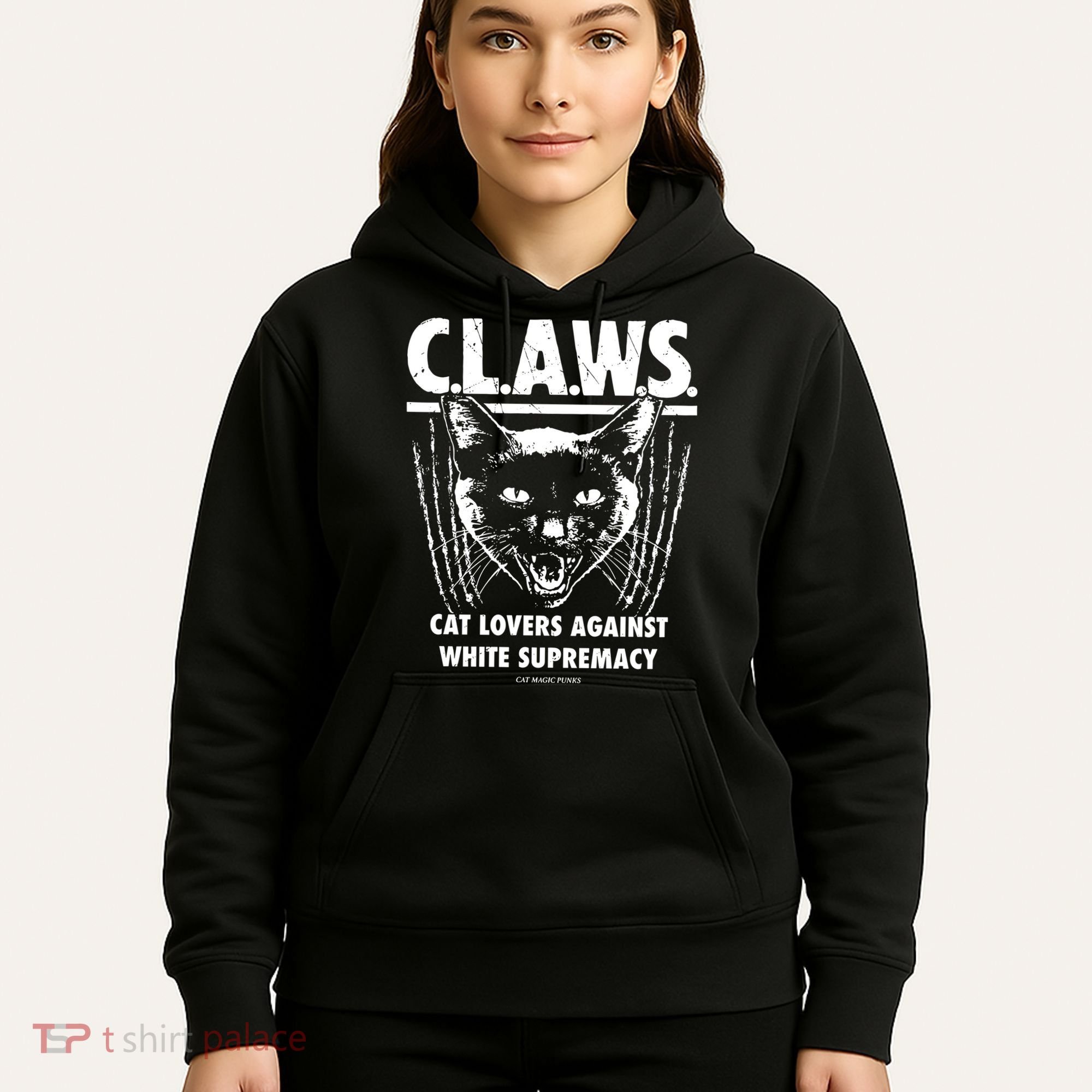 Majorhightide Wearing Claws Cat Lovers Against White Supremacy Hoodie