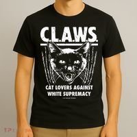 Majorhightide Wearing Claws Cat Lovers Against White Supremacy T-Shirt thumb 3