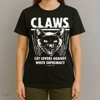 Majorhightide Wearing Claws Cat Lovers Against White Supremacy T-Shirt thumb 4