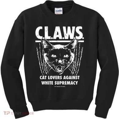 Majorhightide Wearing Claws Cat Lovers Against White Supremacy Kids Sweatshirt