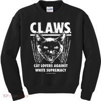 Majorhightide Wearing Claws Cat Lovers Against White Supremacy Kids Sweatshirt thumb 0