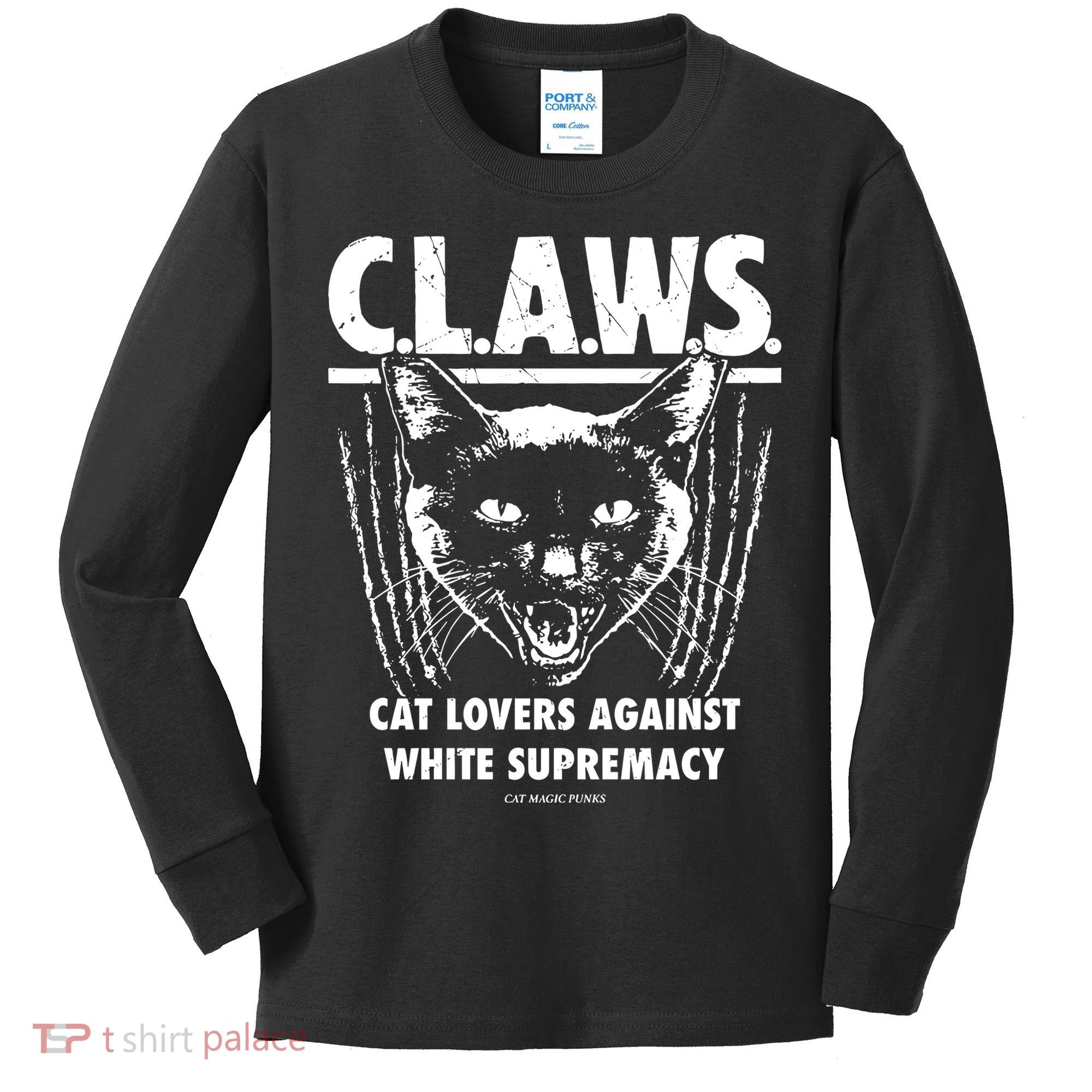 Majorhightide Wearing Claws Cat Lovers Against White Supremacy Kids Long Sleeve Shirt