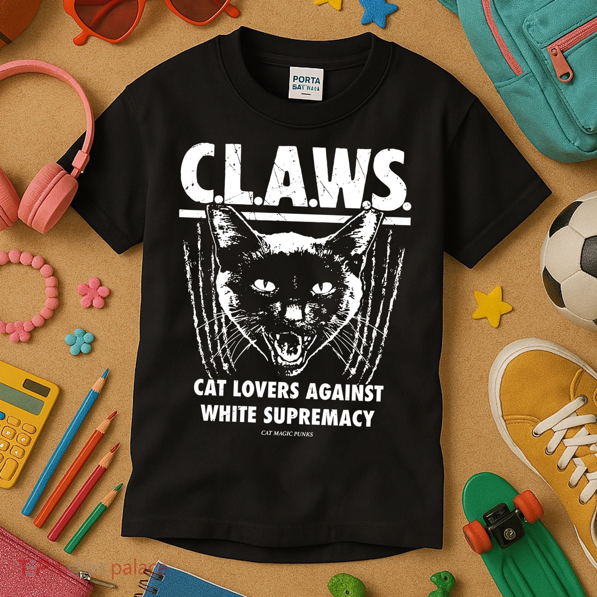 Majorhightide Wearing Claws Cat Lovers Against White Supremacy Kids T-Shirt