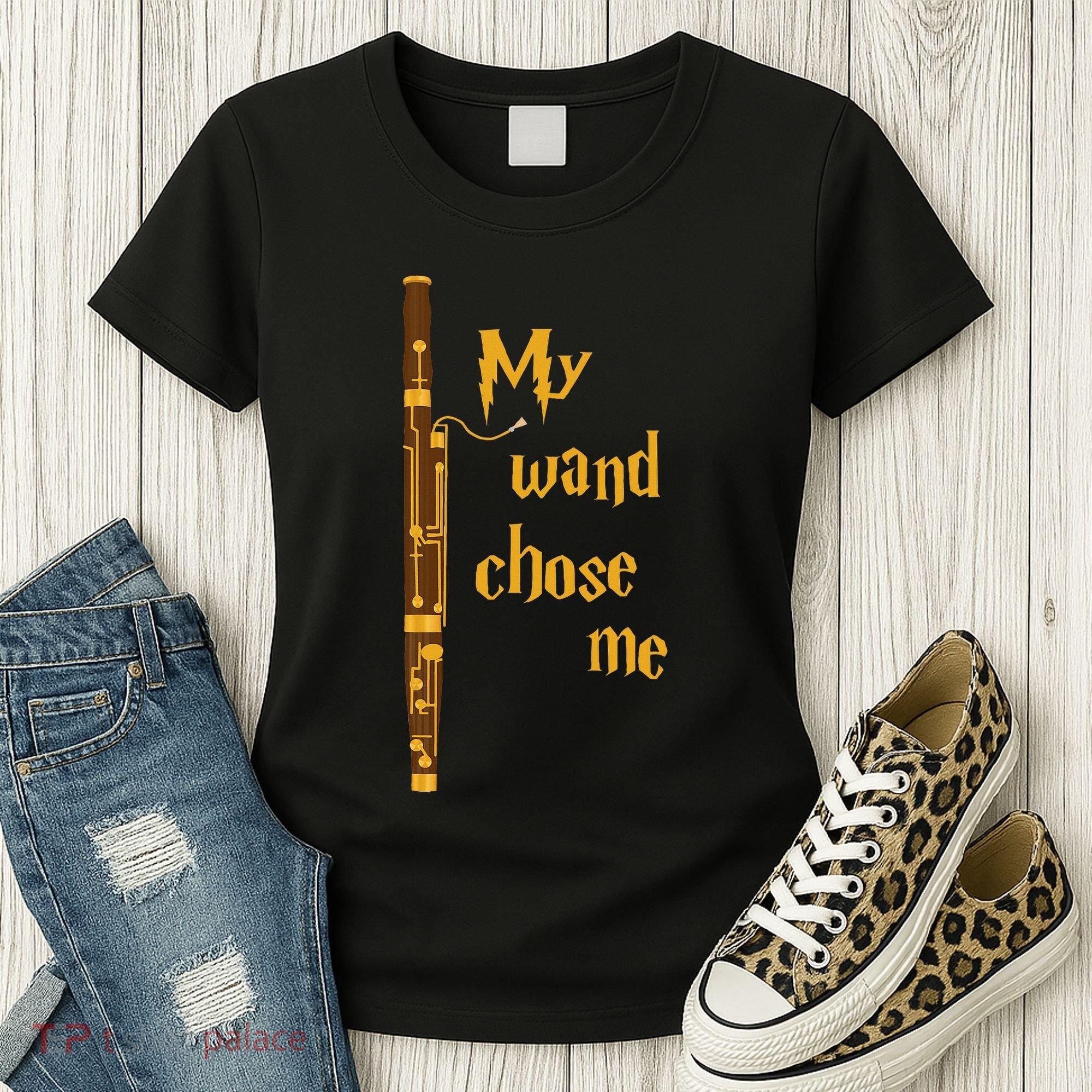 My Wand Chose Me Bassoon Player Bassoonist Musician Women's T-Shirt