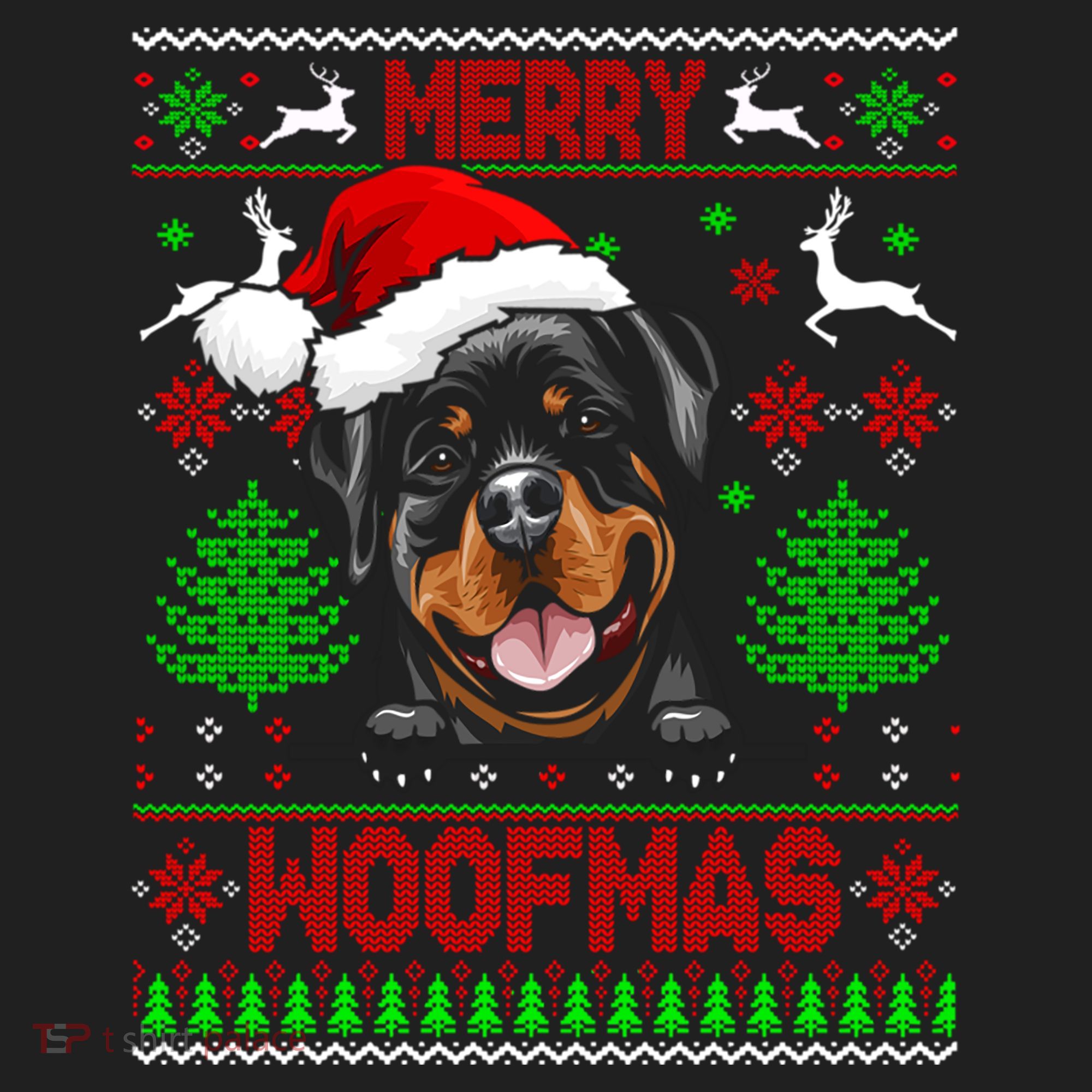 Merry Woofmas Christmas Santa Rottweiler Sweater Gift Women's Sweatshirt