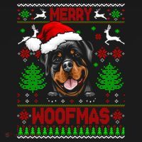 Merry Woofmas Christmas Santa Rottweiler Sweater Gift Bucket Hat thumb 4