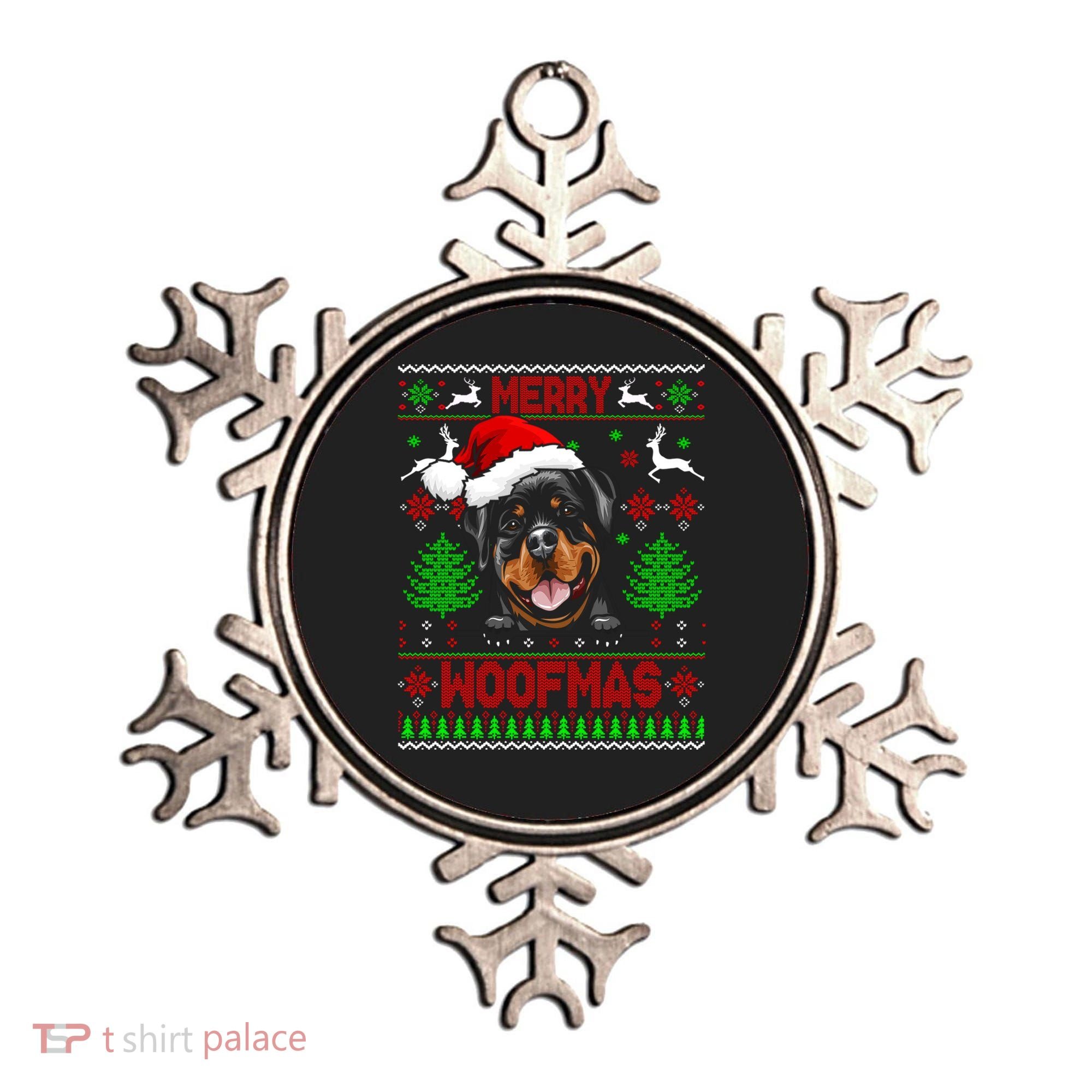 Merry Woofmas Christmas Santa Rottweiler Sweater Gift Ornament