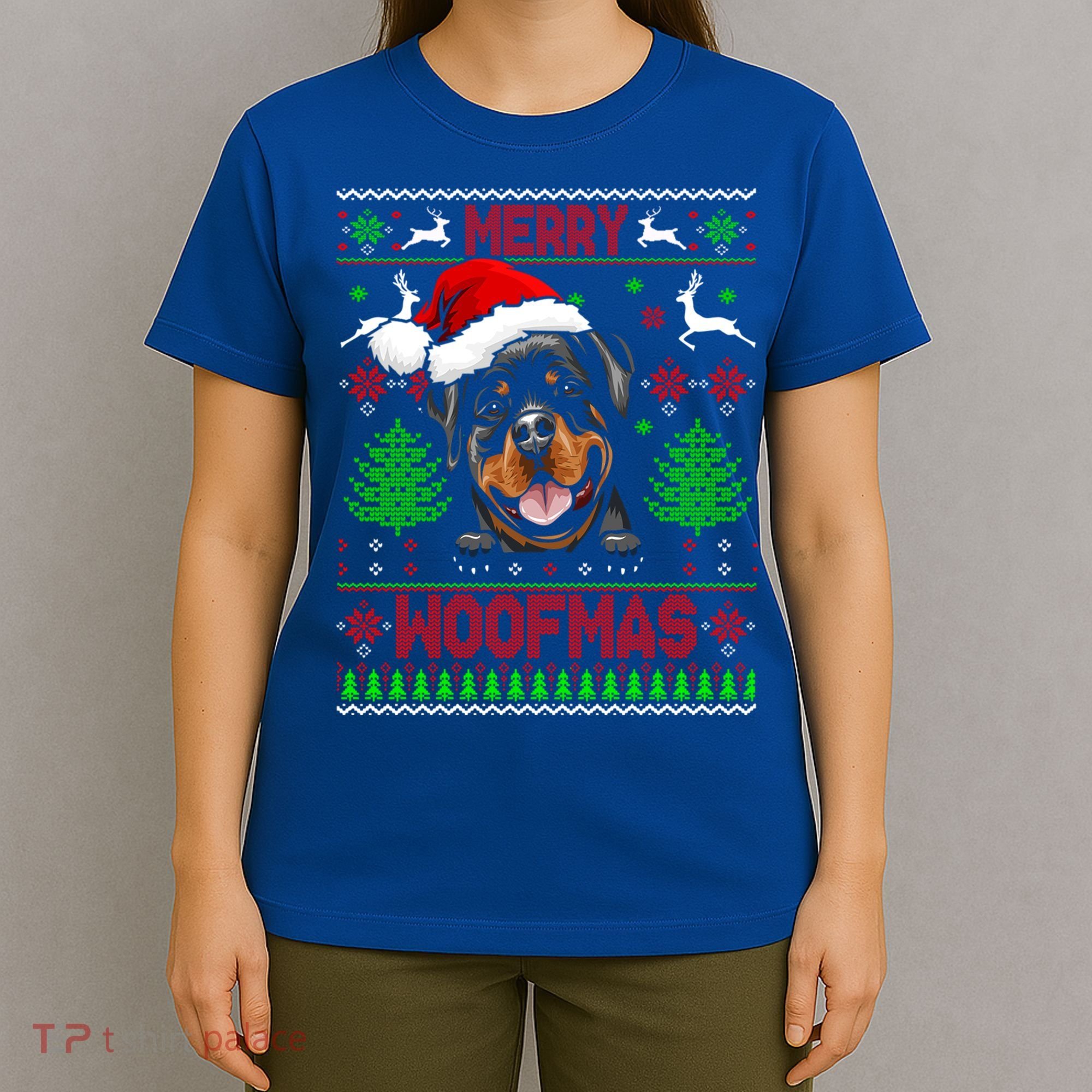 Merry Woofmas Christmas Santa Rottweiler Sweater Gift T-Shirt