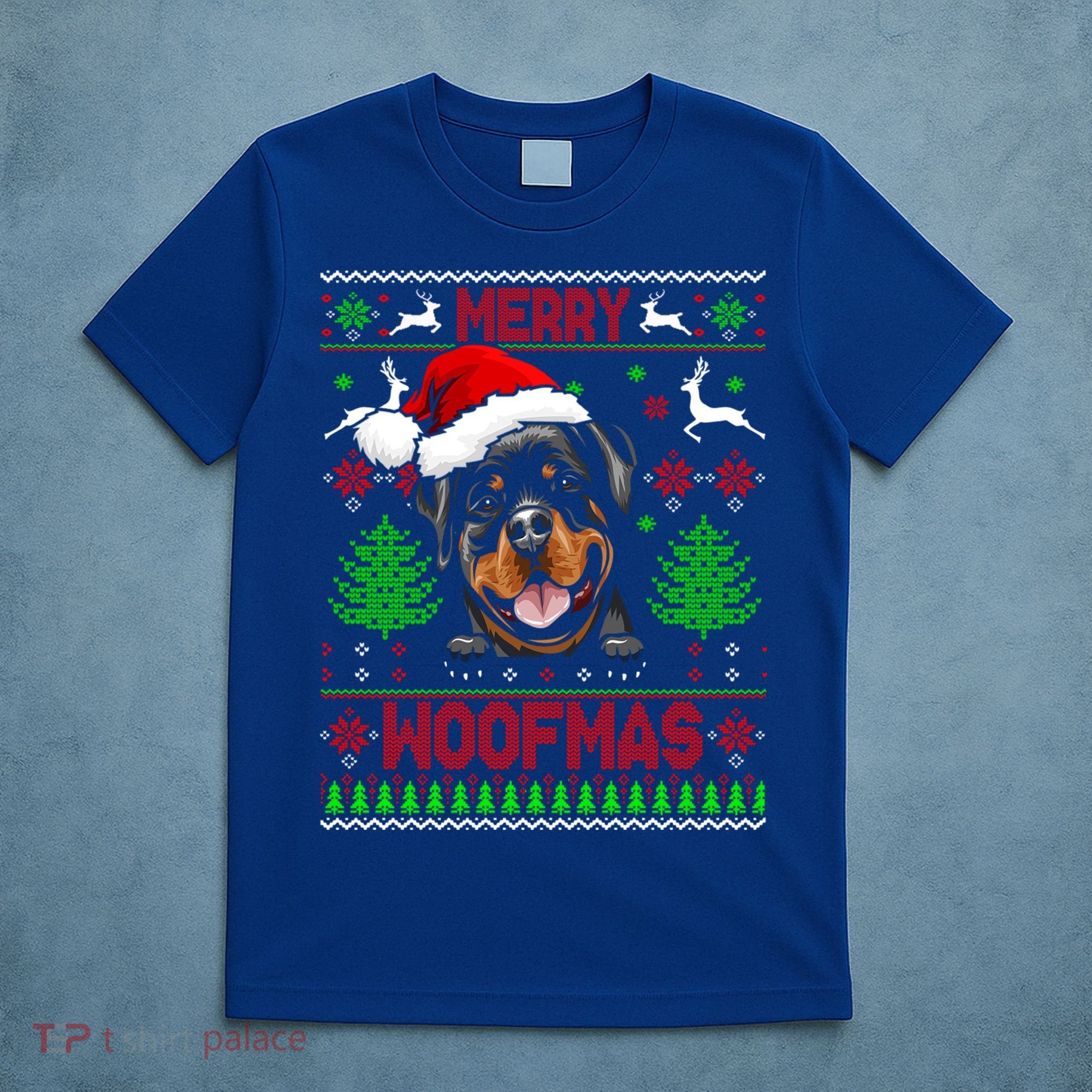 Merry Woofmas Christmas Santa Rottweiler Sweater Gift T-Shirt