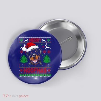 Merry Woofmas Christmas Santa Rottweiler Sweater Gift Button