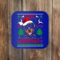 Merry Woofmas Christmas Santa Rottweiler Sweater Gift Coaster thumb 0