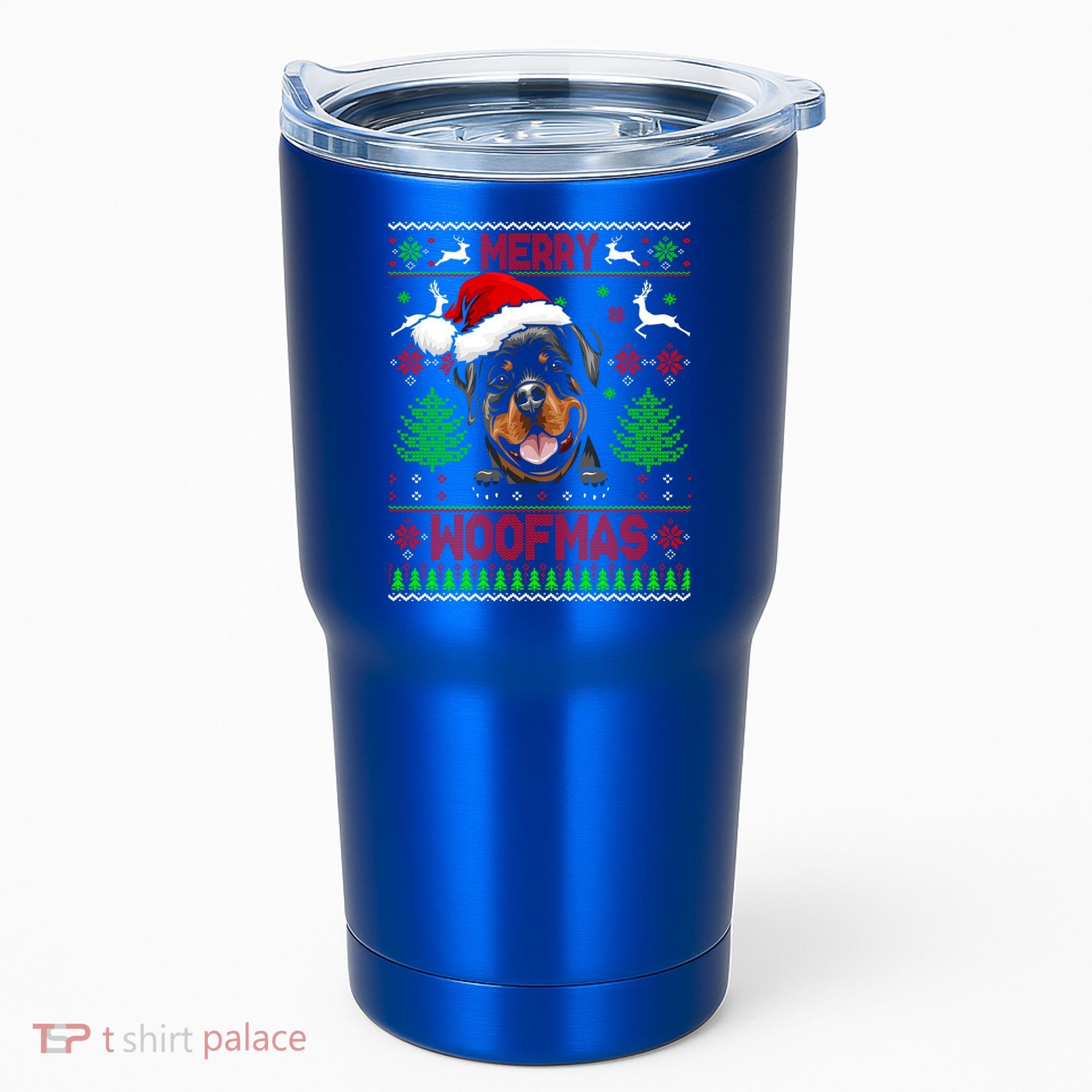 Merry Woofmas Christmas Santa Rottweiler Sweater Gift Tumbler