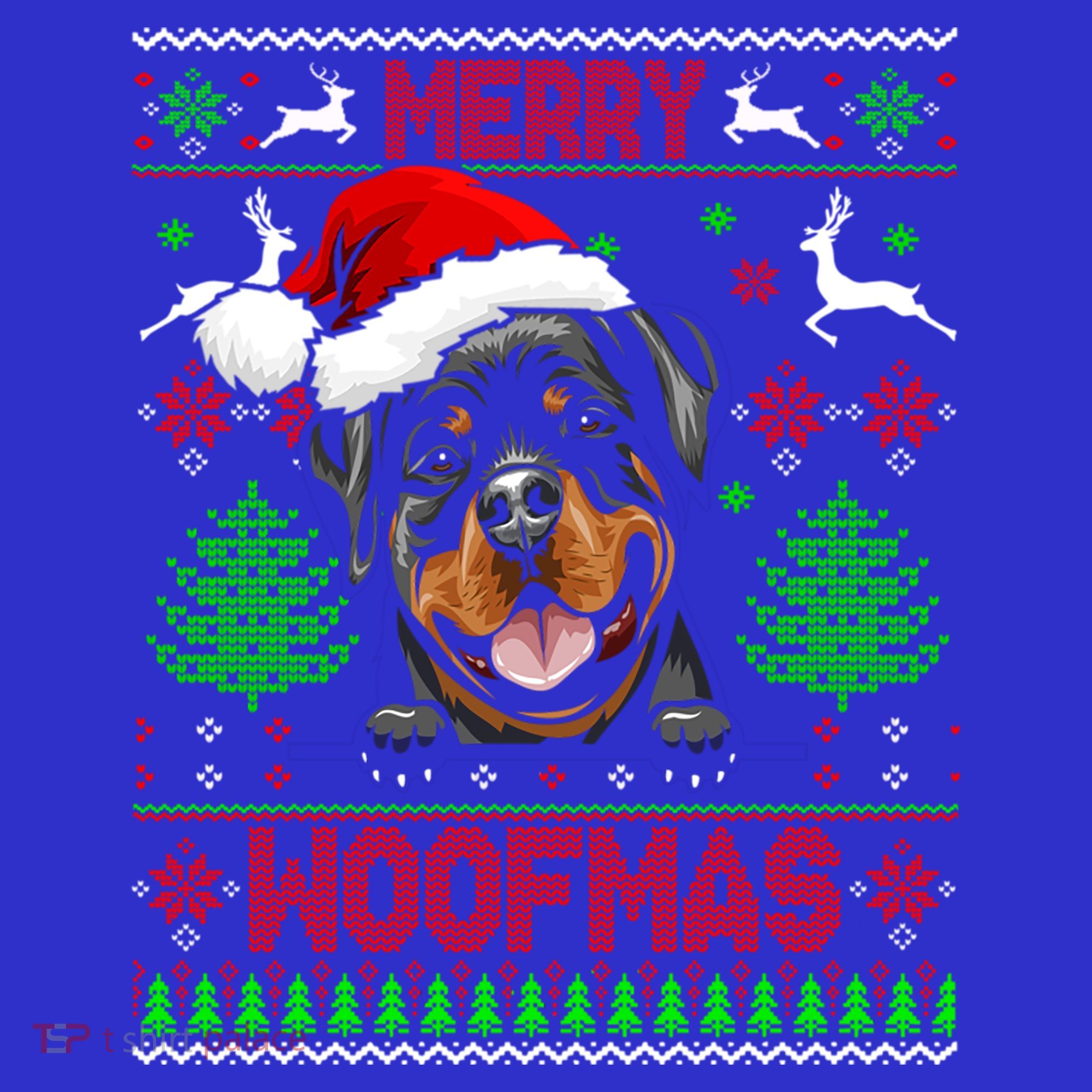 Merry Woofmas Christmas Santa Rottweiler Sweater Gift Mousepad