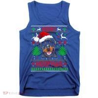 Merry Woofmas Christmas Santa Rottweiler Sweater Gift Tank Top thumb 0