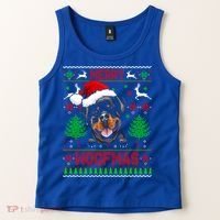 Merry Woofmas Christmas Santa Rottweiler Sweater Gift Tank Top thumb 2