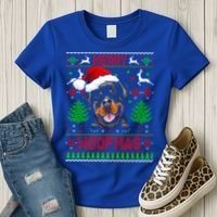 Merry Woofmas Christmas Santa Rottweiler Sweater Gift Women's T-Shirt thumb 3