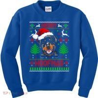 Merry Woofmas Christmas Santa Rottweiler Sweater Gift Kids Sweatshirt thumb 0