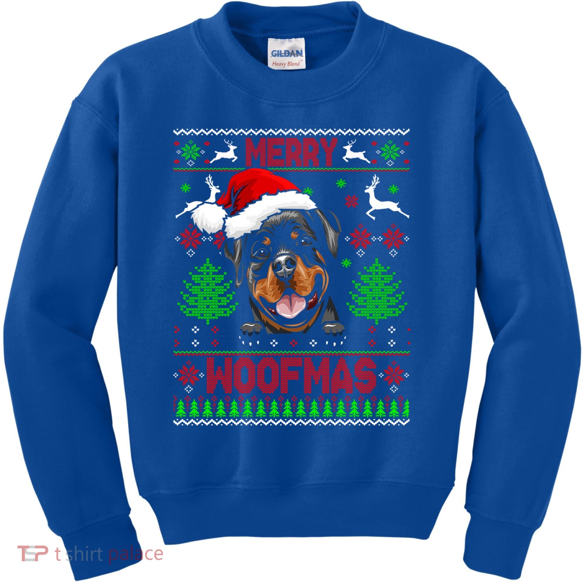 Merry Woofmas Christmas Santa Rottweiler Sweater Gift Kids Sweatshirt