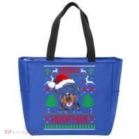 Merry Woofmas Christmas Santa Rottweiler Sweater Gift Tote Bag thumb 0