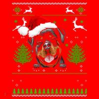 Merry Woofmas Christmas Santa Rottweiler Sweater Gift Santa Hat thumb 1