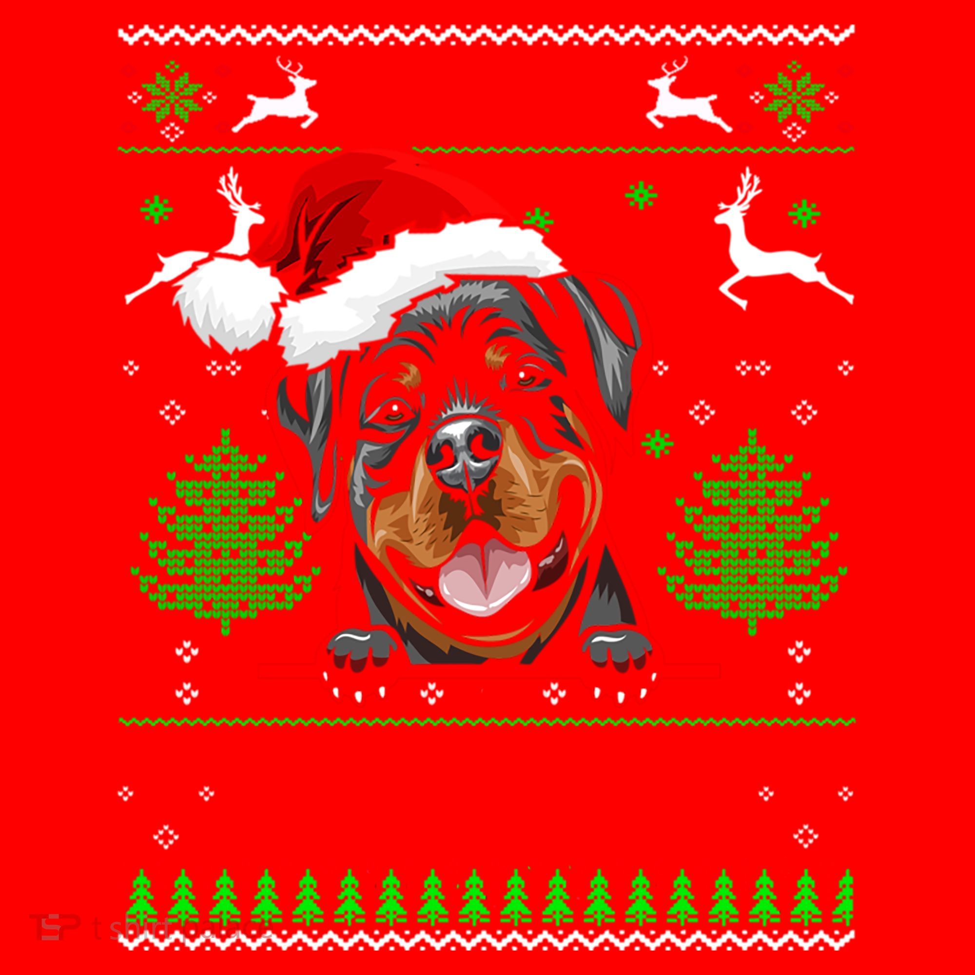 Merry Woofmas Christmas Santa Rottweiler Sweater Gift Santa Hat