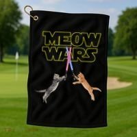 Meow Wars Cat Funny Gifts For Cats Lovers s Golf Towel thumb 1