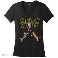 Meow Wars Cat Funny Gifts For Cats Lovers s Women's V-Neck T-Shirt thumb 0