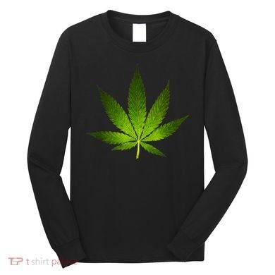 Majestic Weed Cannabis Plant Leaf Silhouette Long Sleeve Shirt