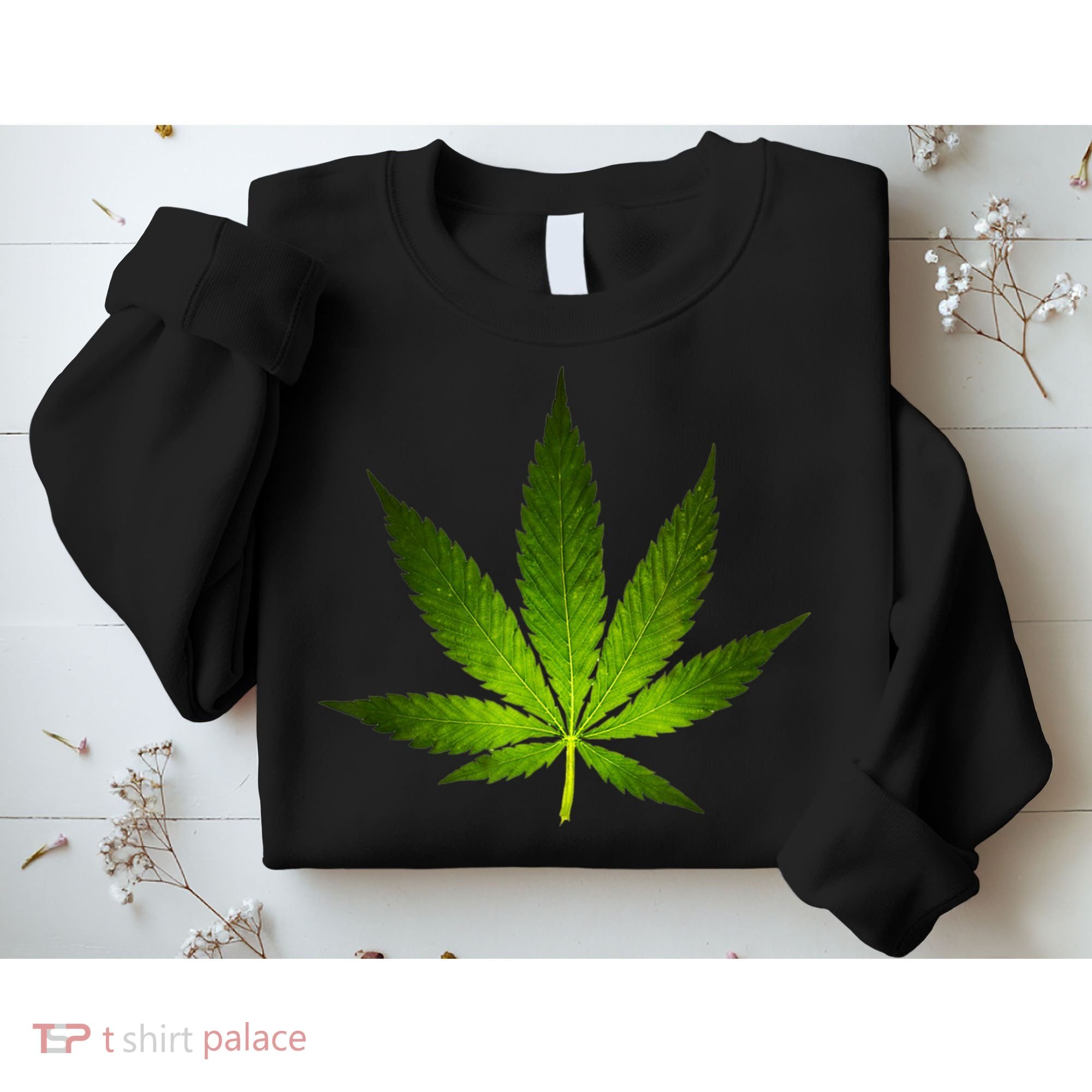 Majestic Weed Cannabis Plant Leaf Silhouette Sweatshirt