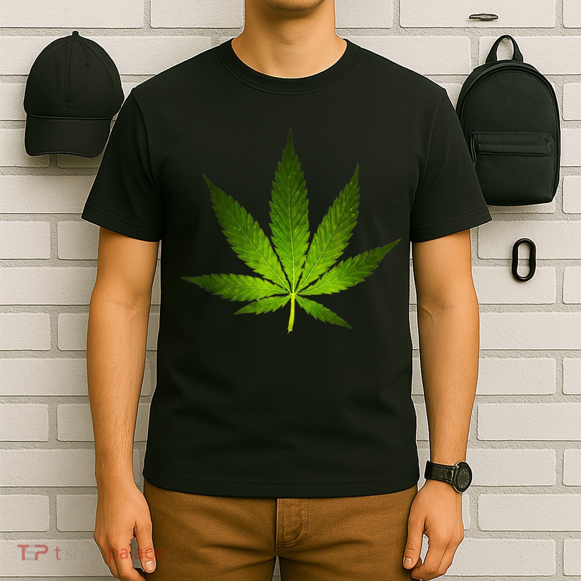 Majestic Weed Cannabis Plant Leaf Silhouette T-Shirt
