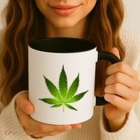 Majestic Weed Cannabis Plant Leaf Silhouette Coffee Mug thumb 3