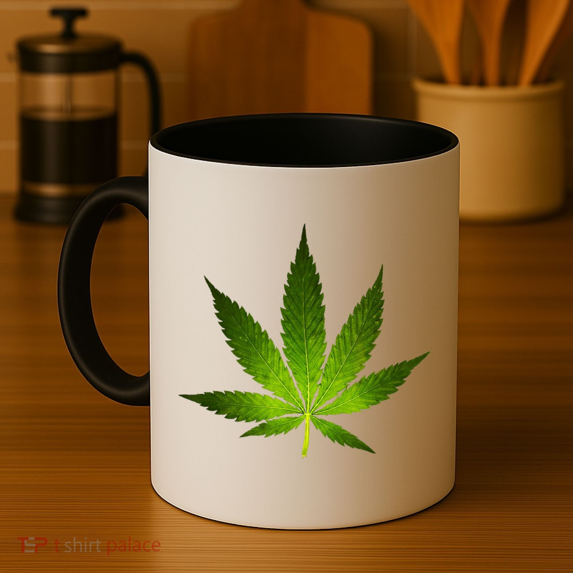 Majestic Weed Cannabis Plant Leaf Silhouette Coffee Mug