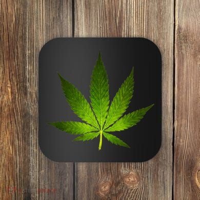 Majestic Weed Cannabis Plant Leaf Silhouette Coaster
